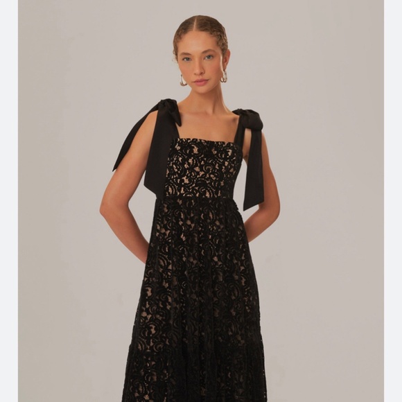 Black velvet Farm Rio tie dress - Picture 1 of 6
